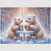 Gezellige winter Polar Beren met warme cacao decou Tissuepapier (Voorkant)