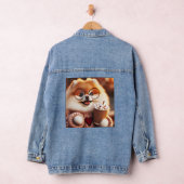 Gezellige Winter Pomeranian in glazen met warme ca Denim Jacket (Hangar)