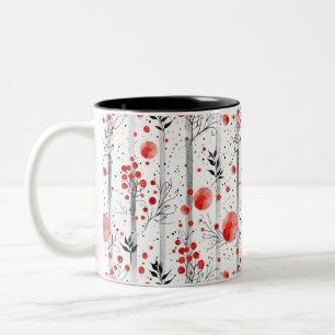 Gezellige winter rode en groene cottage design tweekleurige koffiemok