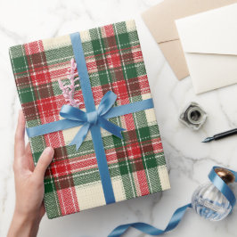 Gezellige winter rood groene geruite patroon cadeaupapier