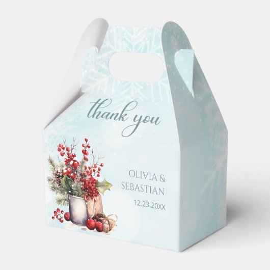 Gezellige Winter Rowan bessen boeket bruiloft Bedankdoosjes (Voorkant Zijde)