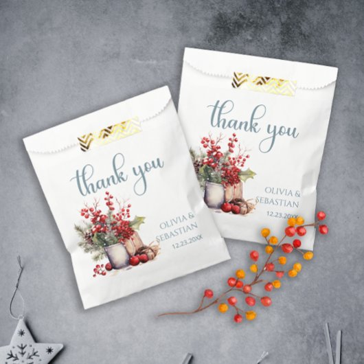 Gezellige Winter Rowan bessen boeket bruiloft Bedankzakje