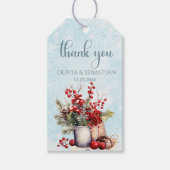 Gezellige Winter Rowan bessen boeket bruiloft Cadeaulabel (Voorkant)