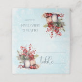 Gezellige Winter Rowan bessen boeket bruiloft Plaatskaartje (Buitenkant ongevouwen)