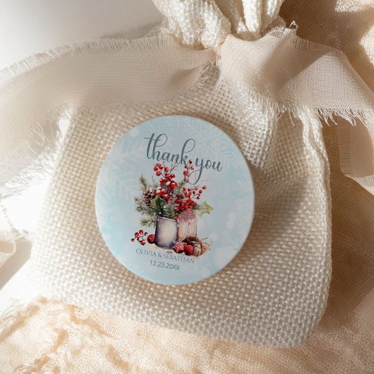 Gezellige Winter Rowan bessen boeket bruiloft Ronde Sticker