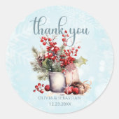 Gezellige Winter Rowan bessen boeket bruiloft Ronde Sticker (Voorkant)