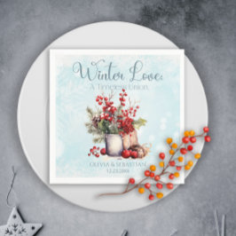 Gezellige Winter Rowan bessen boeket bruiloft Servet