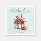 Gezellige Winter Rowan bessen boeket bruiloft Servet (Voorkant)