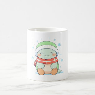 Gezellige Winter Schildpad met Sjaal Kawaii Ontwer Koffiemok
