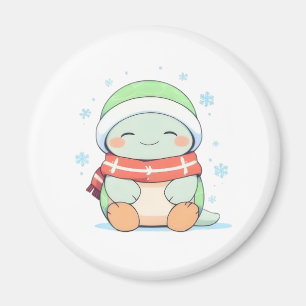 Gezellige Winter Schildpad met Sjaal Kawaii Ontwer Magneet