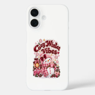 Gezellige Winter Sfeer Cute Coquette Sneeuwman Maa iPhone 16 Hoesje