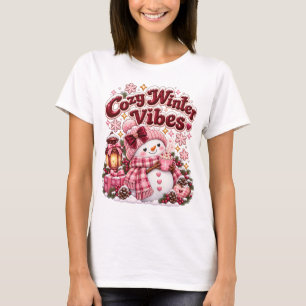 Gezellige Winter Sfeer Cute Coquette Sneeuwman Maa T-shirt