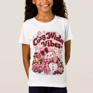 Gezellige Winter Sfeer Cute Coquette Sneeuwman Maa T-shirt