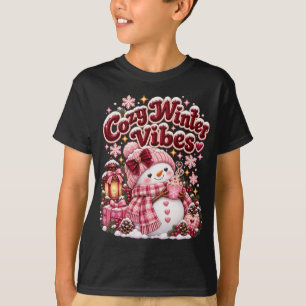 Gezellige Winter Sfeer Cute Coquette Sneeuwman Maa T-shirt