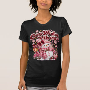 Gezellige Winter Sfeer Cute Coquette Sneeuwman Maa T-shirt