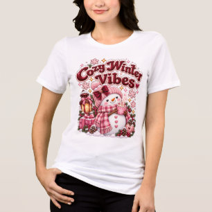 Gezellige Winter Sfeer Cute Coquette Sneeuwman Maa Tri-Blend Shirt