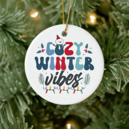 Gezellige Winter Sfeer Foto Kerstmis Keramisch Ornament