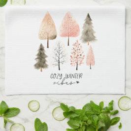 Gezellige Winter Sfeer Pastel Boho Kerstboom Theedoek