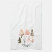 Gezellige Winter Sfeer Pastel Boho Kerstboom Theedoek (Verticaal)