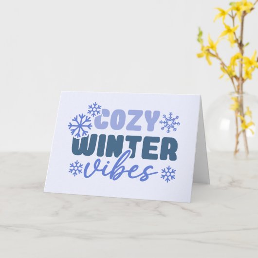 Gezellige Winter Sfeer - Sneeuwvlok Typografie Kaart (Gele Bloem)