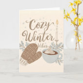 Gezellige Winter Sfeer – Warm & Minimalistisch Win Kaart (Gele Bloem)