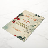 Gezellige winter sneeuw groen kerstfeest folie uitnodiging (Gedraaid)