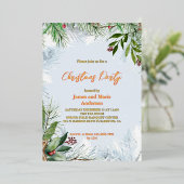 Gezellige winter sneeuw groen kerstfeest folie uitnodiging (Staand Voorkant)