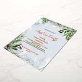 Gezellige winter sneeuw groen kerstfeest folie uitnodiging (Gedraaid)