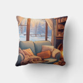 Gezellige Winter Stoel door open haard, warme Wint Kussen (Achterkant)