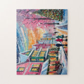 Gezellige Winter Street Scene Moderne Kunst Legpuzzel (Verticaal)