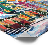 Gezellige Winter Street Scene Moderne Kunst Poster (Hoek)
