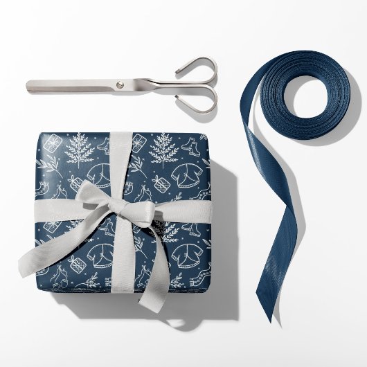 Gezellige Winter Trui & Gifts Blauw Cadeaupapier