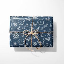 Gezellige Winter Trui & Gifts Blauw Cadeaupapier
