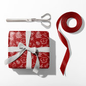 Gezellige Winter Trui & Gifts Rood Cadeaupapier