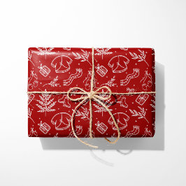 Gezellige Winter Trui & Gifts Rood Cadeaupapier