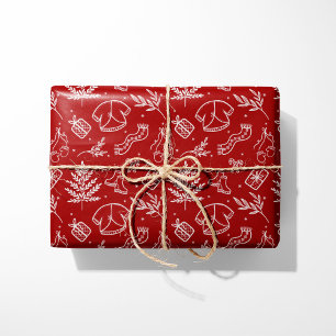 Gezellige Winter Trui & Gifts Rood Cadeaupapier