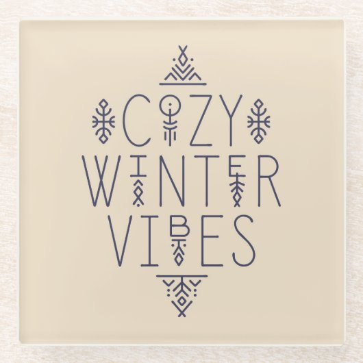 Gezellige Winter Vibes Design Glazen Onderzetter (Voorkant)