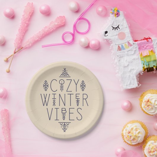 Gezellige Winter Vibes Design Papieren Bordje (Feest)