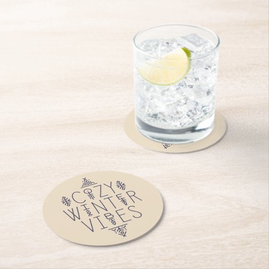 Gezellige Winter Vibes Design Ronde Kartonnen Onderzetter (Insitu)