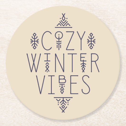 Gezellige Winter Vibes Design Ronde Kartonnen Onderzetter (Voorkant)