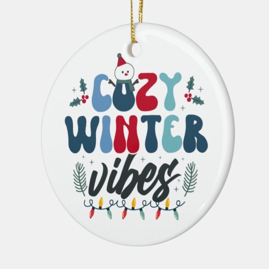 Gezellige Winter Vibes Foto Kerstmis Keramisch Ornament (Links)