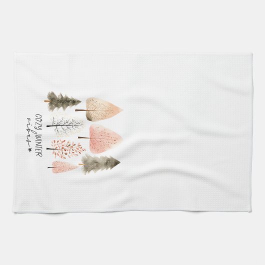 Gezellige Winter Vibes Pastel Boho Tree Christmas Theedoek (Horizontaal)