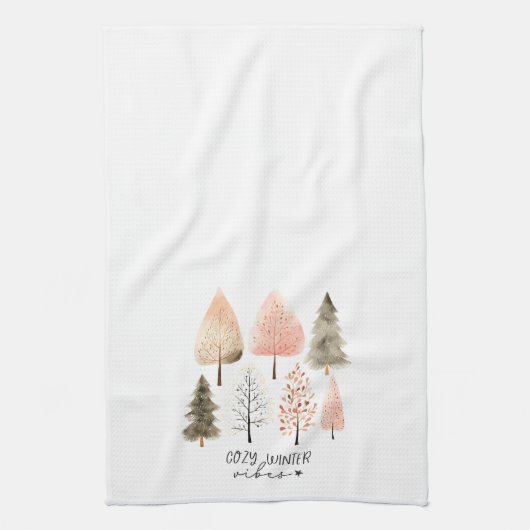Gezellige Winter Vibes Pastel Boho Tree Christmas Theedoek (Verticaal)