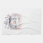 Gezellige Winter Vibes Roze Pastel Camper Kerstmis Theedoek (Horizontaal)