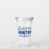 Gezellige Winter Vibes - Snowflake Typografie Acryl Drinkbeker (Voorkant)
