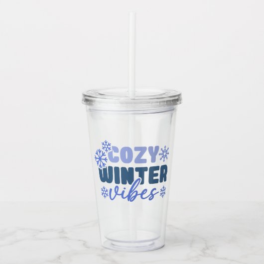 Gezellige Winter Vibes - Snowflake Typografie Acryl Drinkbeker (Voorkant)