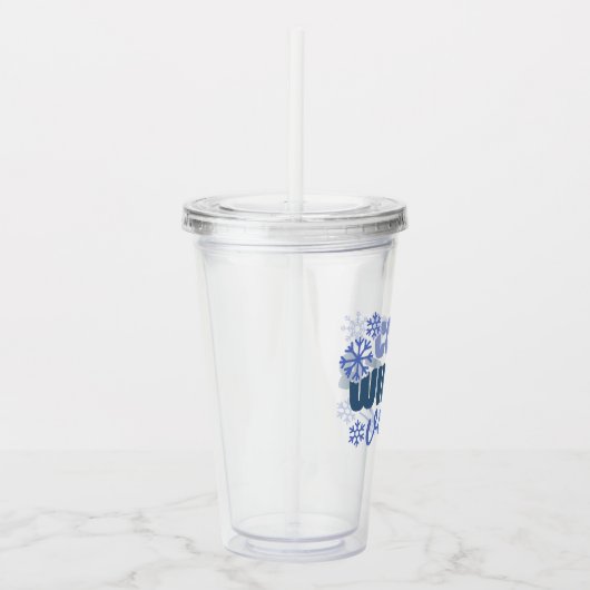Gezellige Winter Vibes - Snowflake Typografie Acryl Drinkbeker (Rechts)