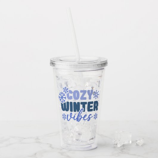 Gezellige Winter Vibes - Snowflake Typografie Acryl Drinkbeker (Voorkant ijs)