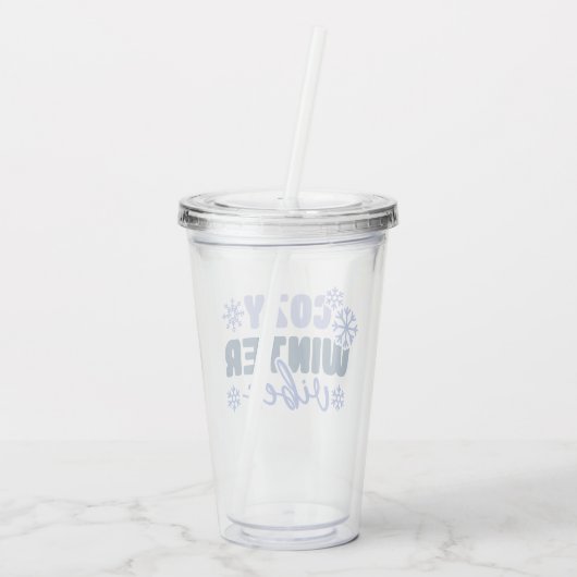 Gezellige Winter Vibes - Snowflake Typografie Acryl Drinkbeker (Achterkant)