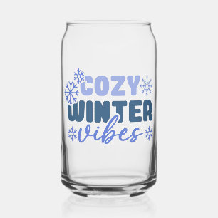 Gezellige Winter Vibes - Snowflake Typografie Blikvorm Glas